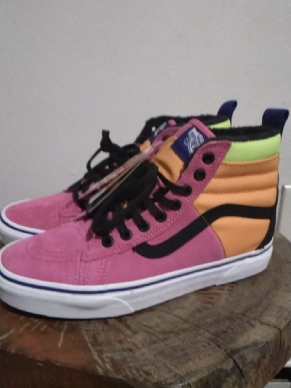 Vans High-Top MTE Sneakers in Pink, Orange, Neon Yellow and Black Women's Size 8